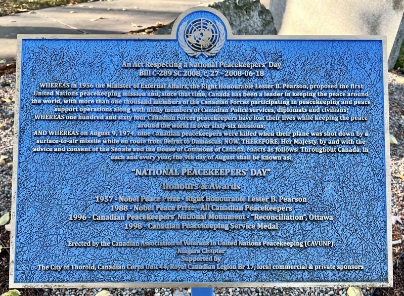 National Peacekeepers Day Marker image. Click for full size.