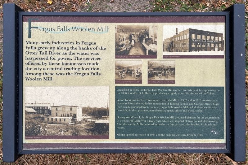 Fergus Falls Woolen Mill Marker image. Click for full size.
