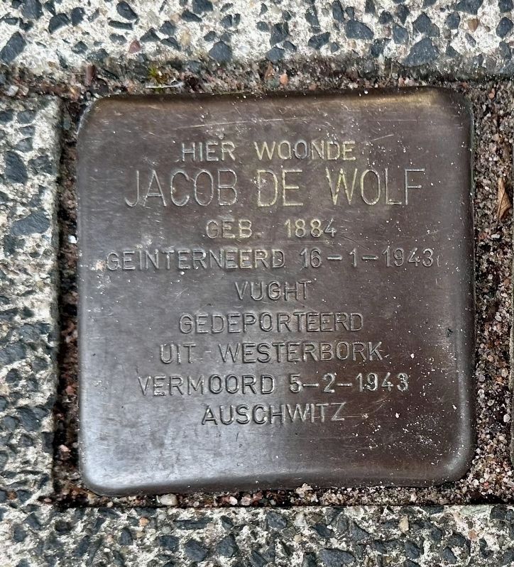 Jacob de Wolf stolperstein image. Click for full size.