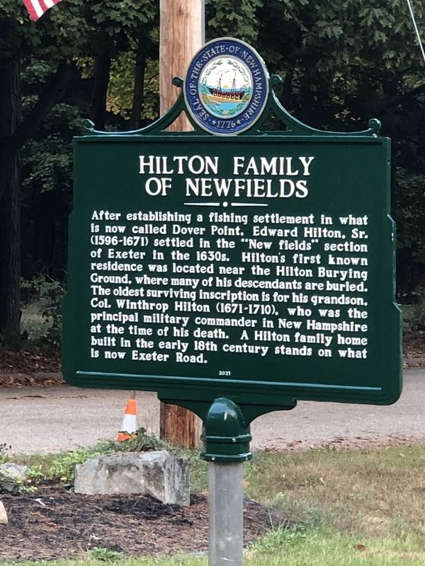 Hilton Family of Newfields Marker. Click for full size. Hilton Family of Newfields Marker image. Click for full size.