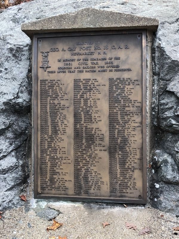 Newmarket, NH Civil War Memorial Marker. Click for full size. Newmarket, NH Civil War Memorial Marker image. Click for full size.