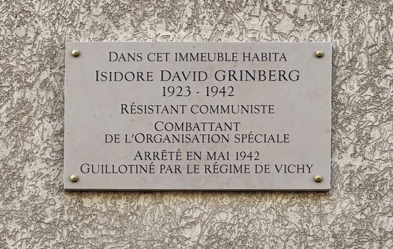 Isidore David Grinberg Marker. Click for full size. Isidore David Grinberg Marker image. Click for full size.