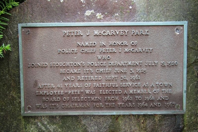 Peter J McGarvey Park Marker. Click for full size. Peter J McGarvey Park Marker image. Click for full size.