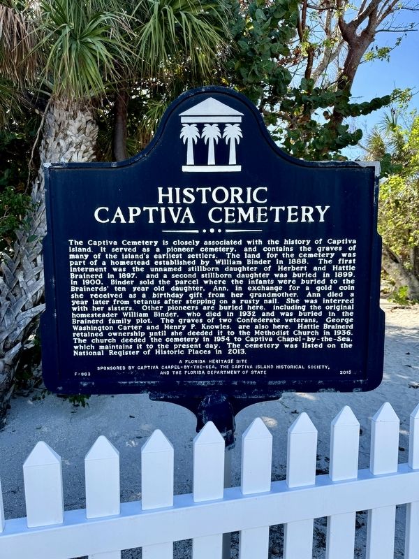 Historic Captiva Cemetery Marker image. Click for full size.