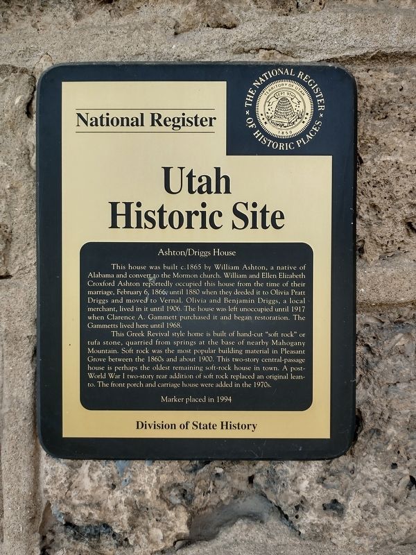 Ashton / Driggs House Marker. Click for full size. Ashton / Driggs House Marker image. Click for full size.