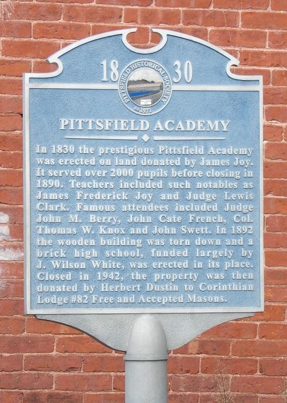 Pittsfield Academy Marker. Click for full size. Pittsfield Academy Marker image. Click for full size.