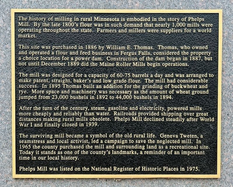The Story of Phelps Mill Marker. Click for full size. The Story of Phelps Mill Marker image. Click for full size.