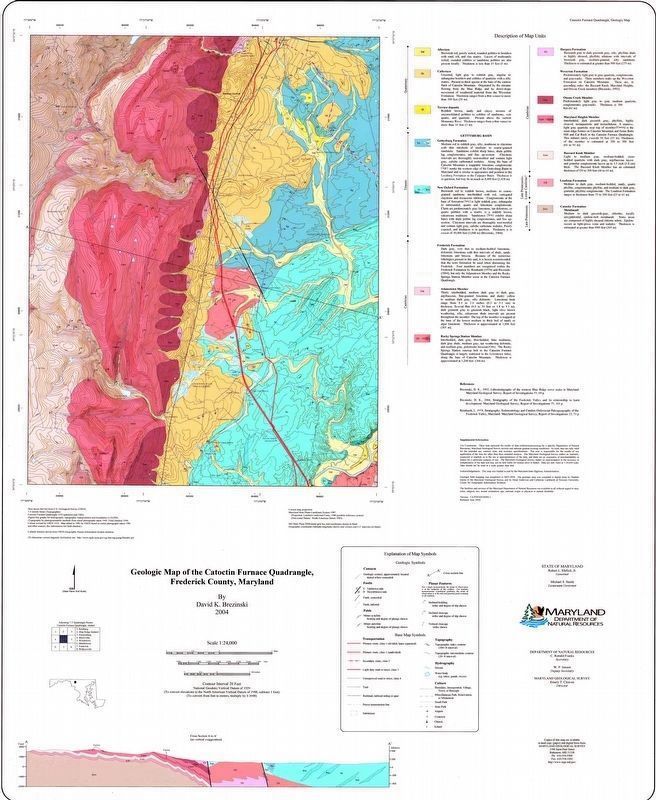 Geologic Map of the Catoctin Furnace Quadrangle<BR>by David K. Brezinki<BR>2004 image. Click for full size.