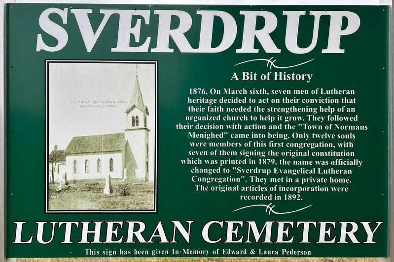 Sverdrup Lutheran Cemetery Marker, Side Two. Click for full size. Sverdrup Lutheran Cemetery Marker, Side Two image. Click for full size.