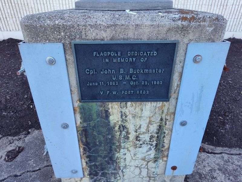 Cpl. John B. Buckmaster Marker. Click for full size. Cpl. John B. Buckmaster Marker image. Click for full size.