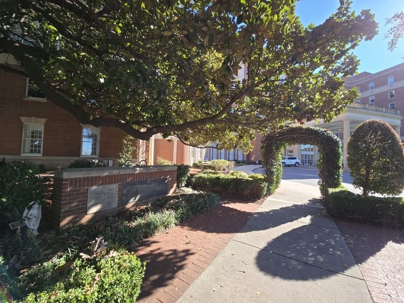 Presbyterian Hospital Marker near atrium entrance. Hospitals in entrance is in the background image. Click for full size.