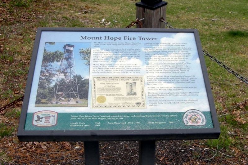 Mount Hope Fire Tower wayside. Click for full size. Mount Hope Fire Tower wayside image. Click for full size.
