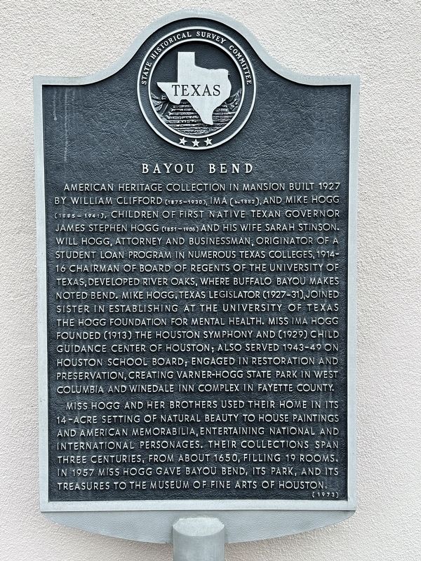 Bayou Bend Marker image. Click for full size.
