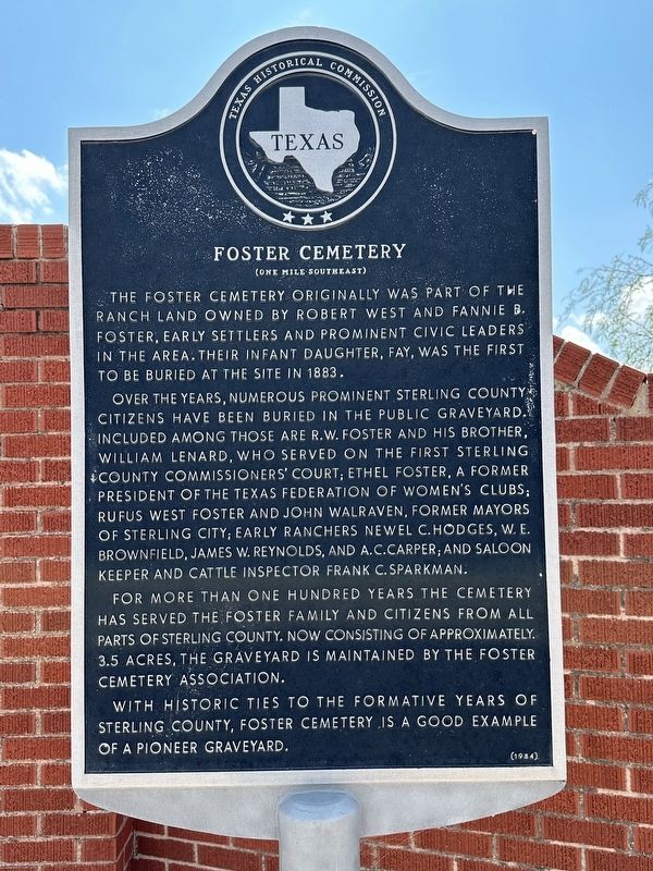 Foster Cemetery Marker. Click for full size. Foster Cemetery Marker image. Click for full size.