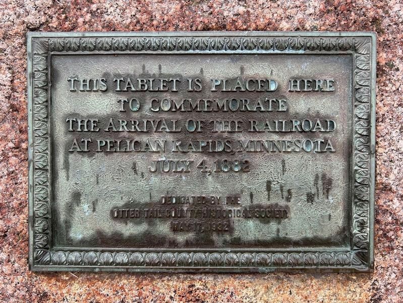Arrival of the Railroad at Pelican Rapids Marker. Click for full size. Arrival of the Railroad at Pelican Rapids Marker image. Click for full size.