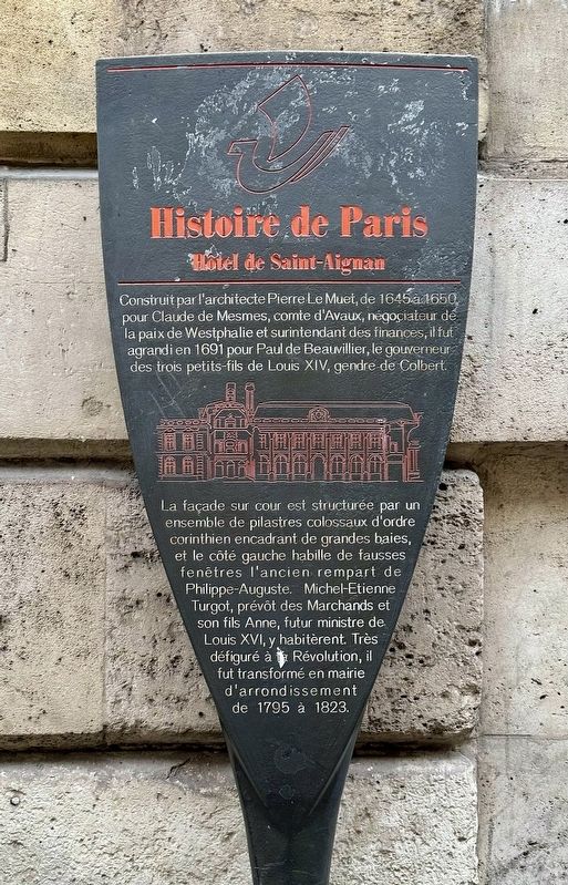 Hôtel de Saint-Aignan Marker. Click for full size. Hôtel de Saint-Aignan Marker image. Click for full size.