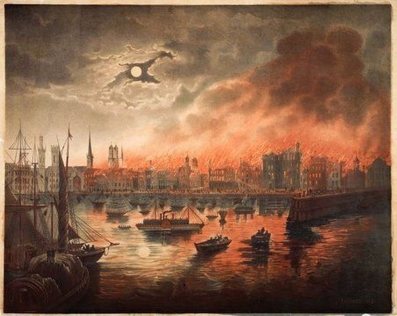 View of the Great Chicago Fire of 1871 at Night. Click for full size. View of the Great Chicago Fire of 1871 at Night image. Click for full size.