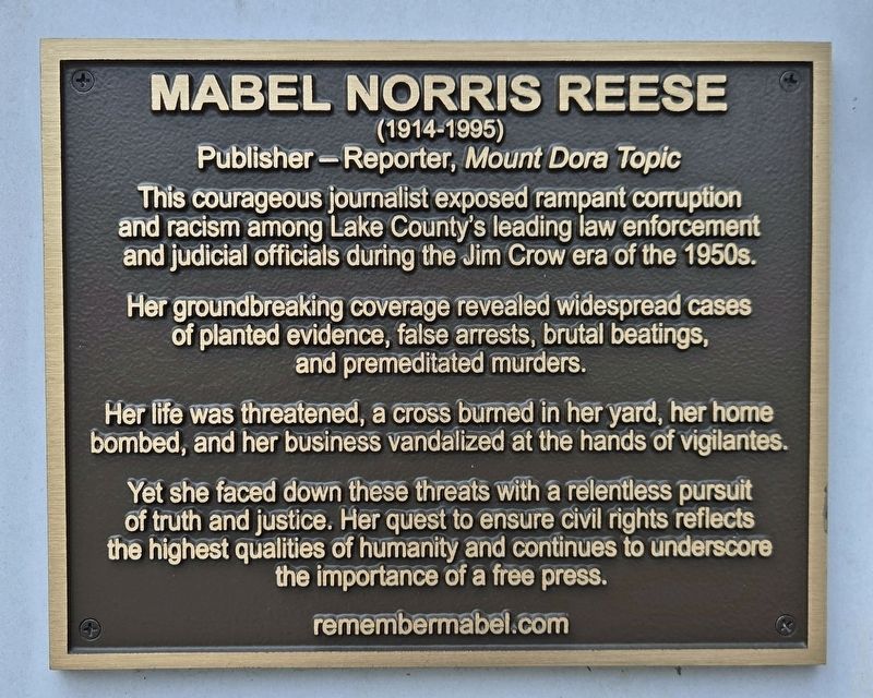 Mabel Norris Reese Marker image. Click for full size.