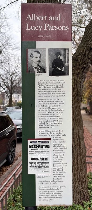 Albert and Lucy Parsons Marker. Click for full size. Albert and Lucy Parsons Marker image. Click for full size.