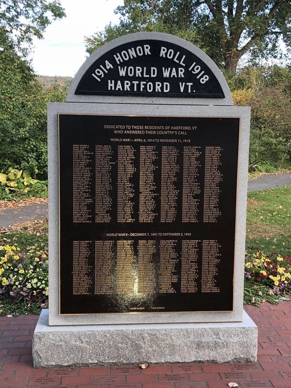 Hartford, VT World War Honor Roll image. Click for full size.