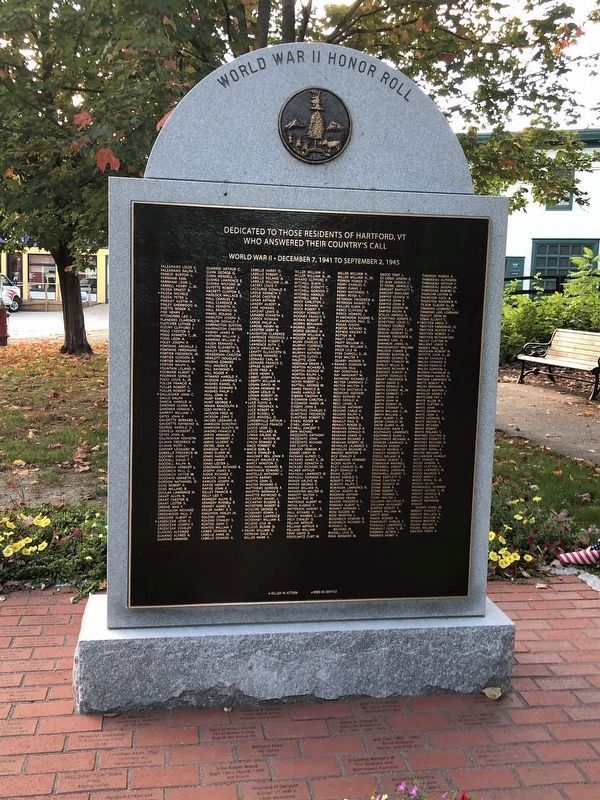 Hartford, VT World War Honor Roll image. Click for full size.