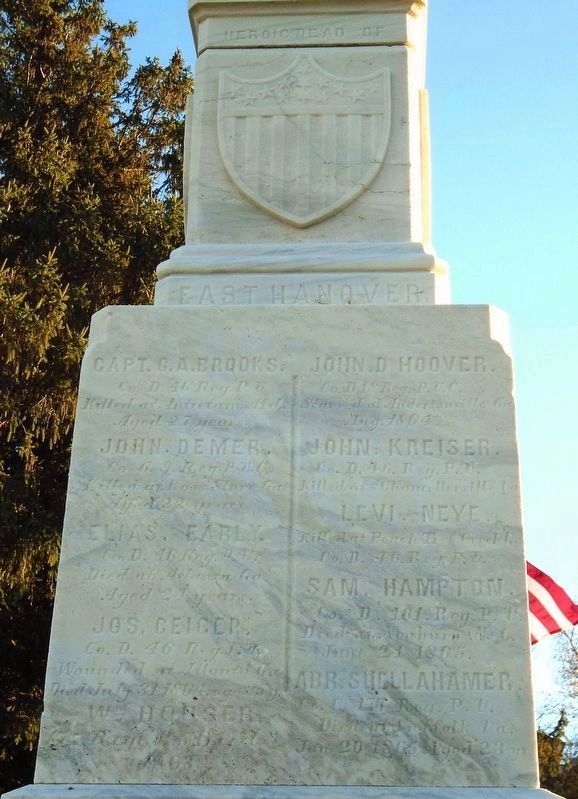 Civil War Memorial East Hanover Honored Dead. Click for full size. Civil War Memorial East Hanover Honored Dead image. Click for full size.