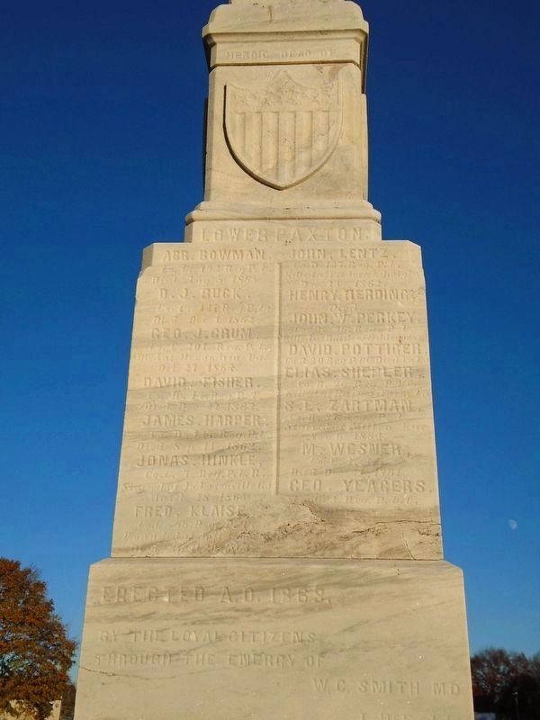 Civil War Memorial Lower Paxton Honored Dead. Click for full size. Civil War Memorial Lower Paxton Honored Dead image. Click for full size.