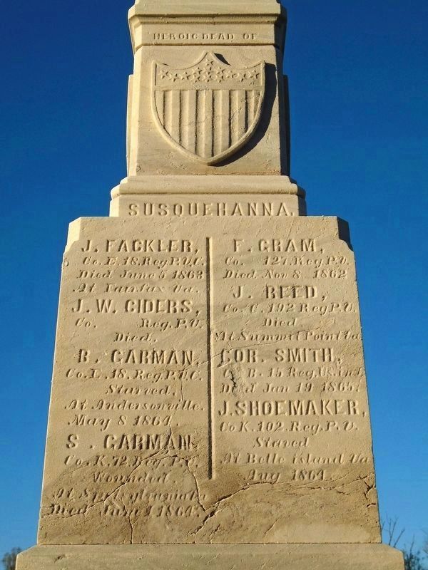 Civil War Memorial Susquehanna Honored Dead. Click for full size. Civil War Memorial Susquehanna Honored Dead image. Click for full size.