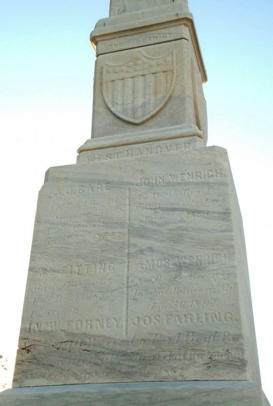 Civil War Memorial West Hanover Honored Dead. Click for full size. Civil War Memorial West Hanover Honored Dead image. Click for full size.