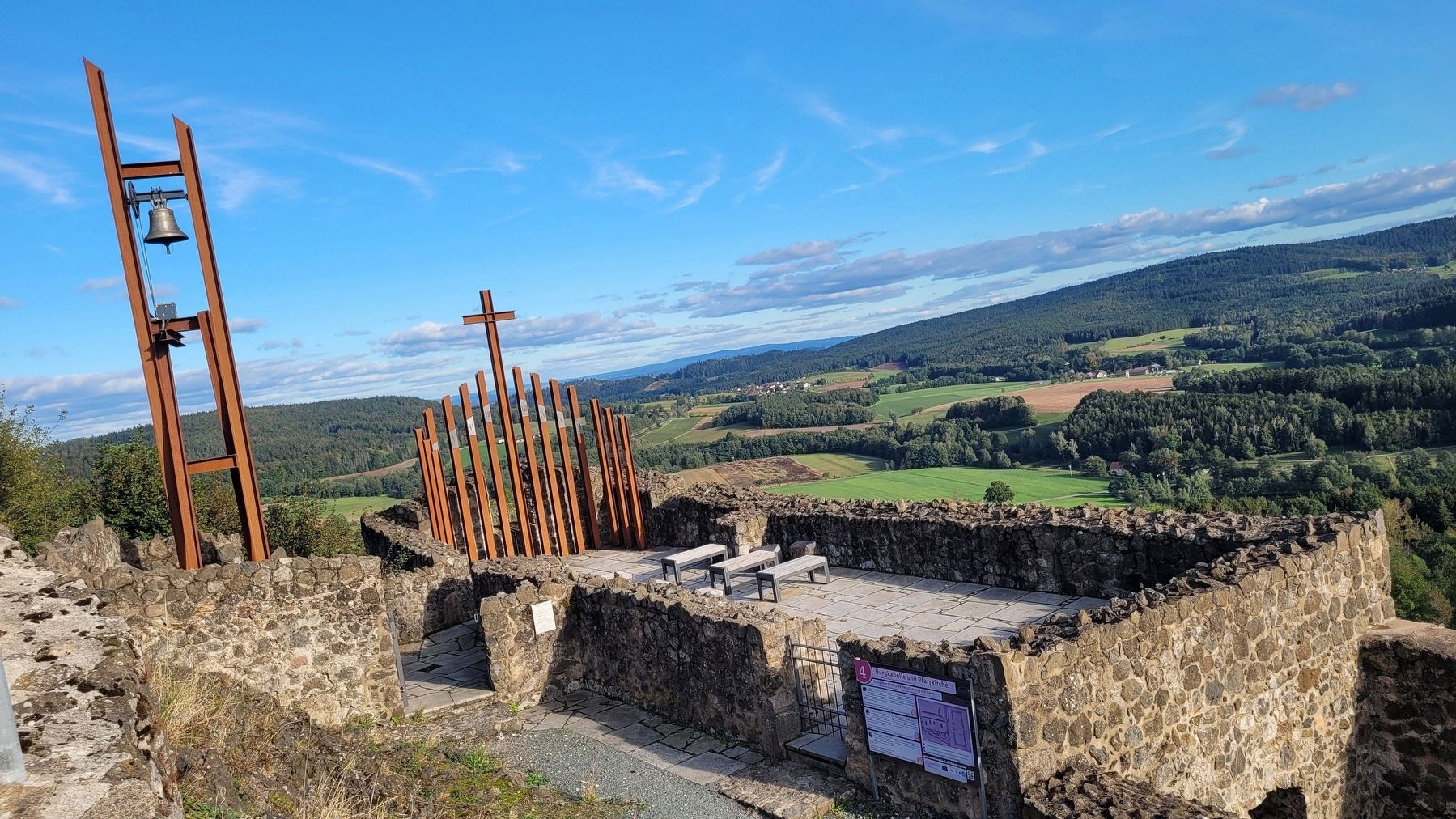 The view from above of the Castle chapel and parish church. Click for full size. The view from above of the Castle chapel and parish church image. Click for full size.