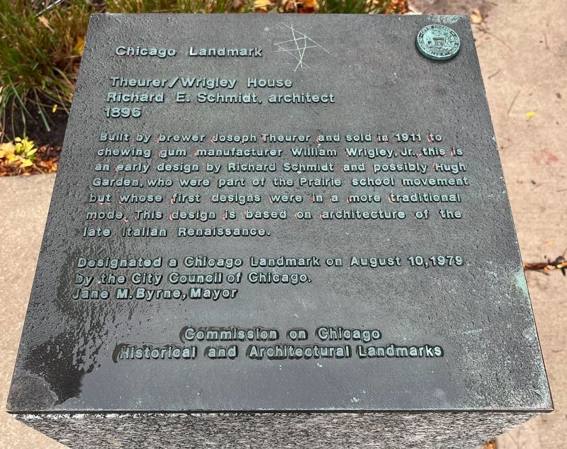 Theurer/Wrigley House Marker. Click for full size. Theurer/Wrigley House Marker image. Click for full size.