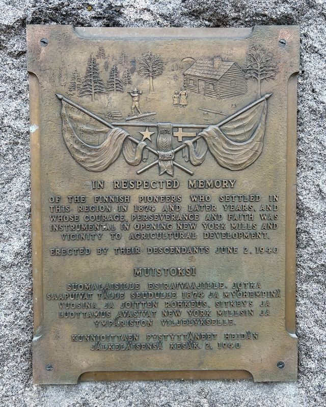 Memorial to the Finnish Pioneers Marker. Click for full size. Memorial to the Finnish Pioneers Marker image. Click for full size.