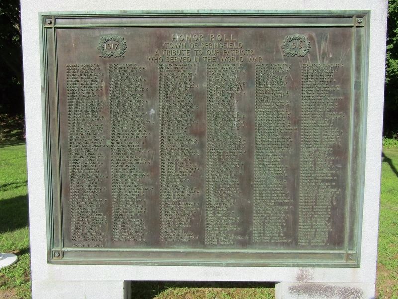 Springfield World War I Honor Roll image. Click for full size.