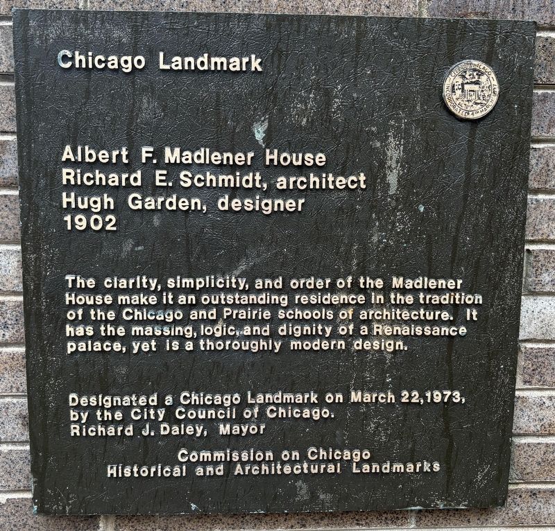 Albert F. Madlener House Marker image. Click for full size.