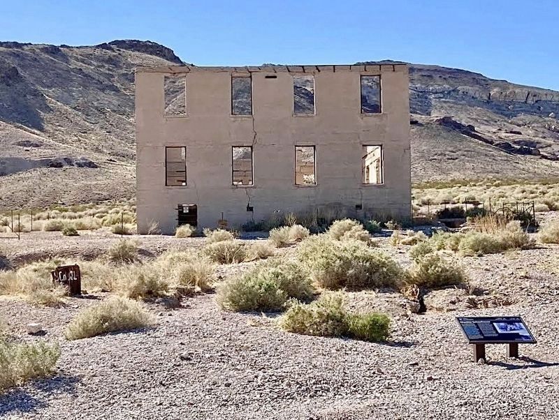 Rhyolite Schoolhouse and Marker. Click for full size. Rhyolite Schoolhouse and Marker image. Click for full size.