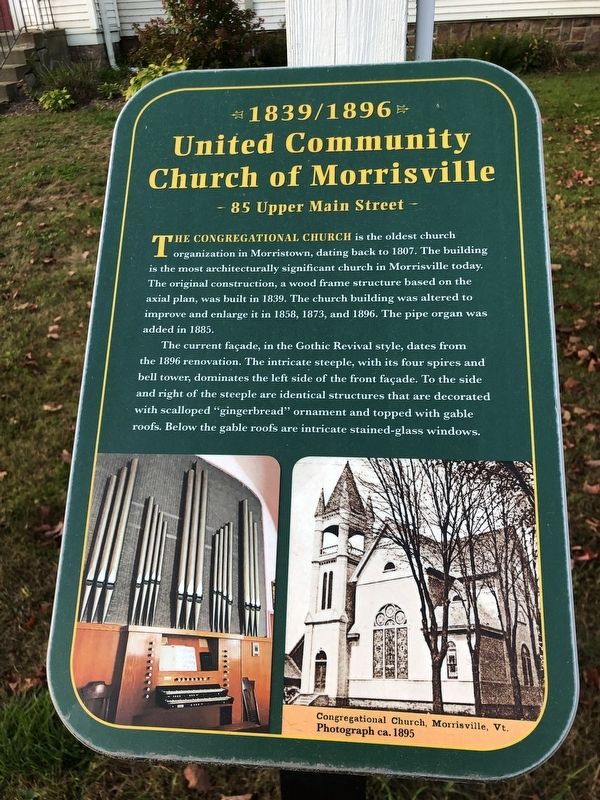 United Community Church of Morrisville Marker. Click for full size. United Community Church of Morrisville Marker image. Click for full size.