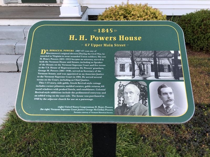 H.H. Powers House Marker. Click for full size. H.H. Powers House Marker image. Click for full size.