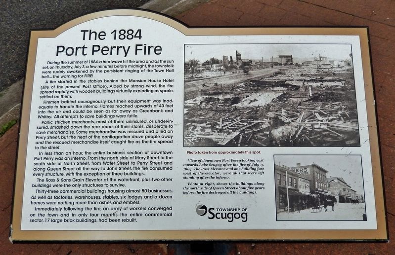 The 1884 Port Perry Fire Marker. Click for full size. The 1884 Port Perry Fire Marker image. Click for full size.
