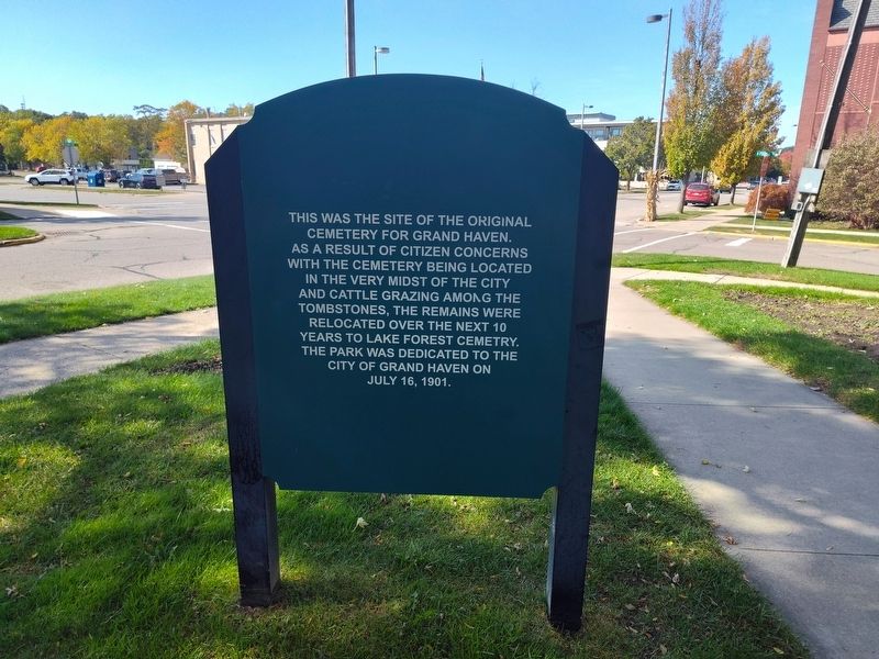 Site of Original Grand Haven Cemetery Marker. Click for full size. Site of Original Grand Haven Cemetery Marker image. Click for full size.