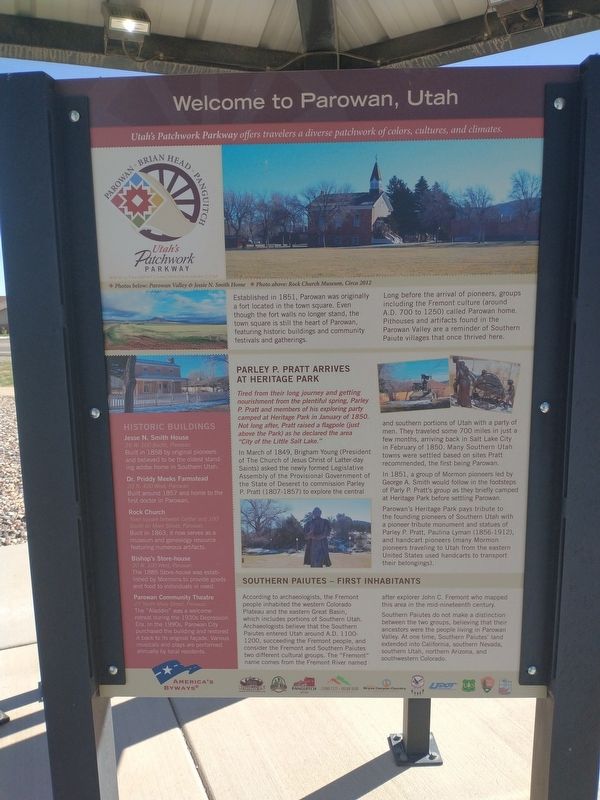 Welcome to Parowan, Utah Marker. Click for full size. Welcome to Parowan, Utah Marker image. Click for full size.