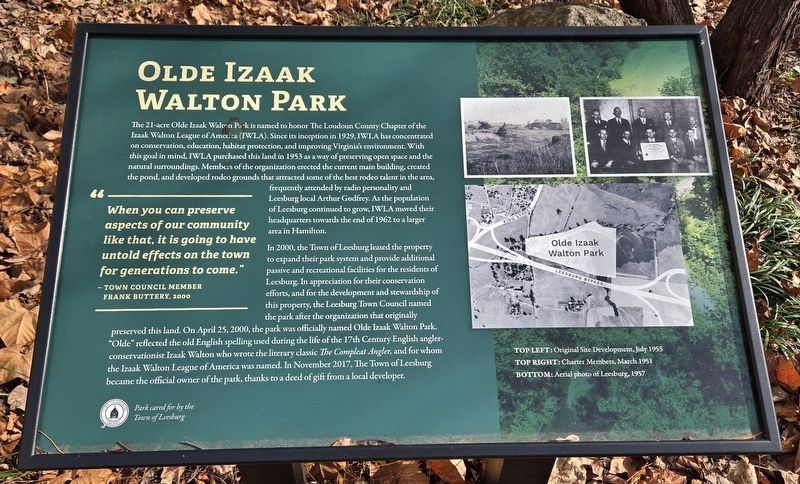 Olde Izaak Walton Park Marker. Click for full size. Olde Izaak Walton Park Marker image. Click for full size.
