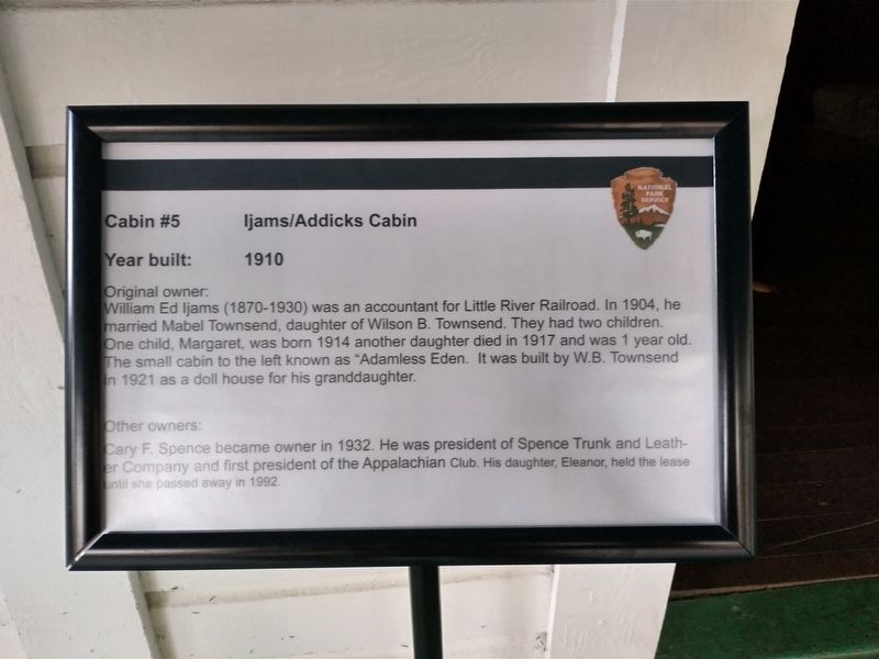 Cabin #5: Ijams / Addicks Cabin Marker image. Click for full size.