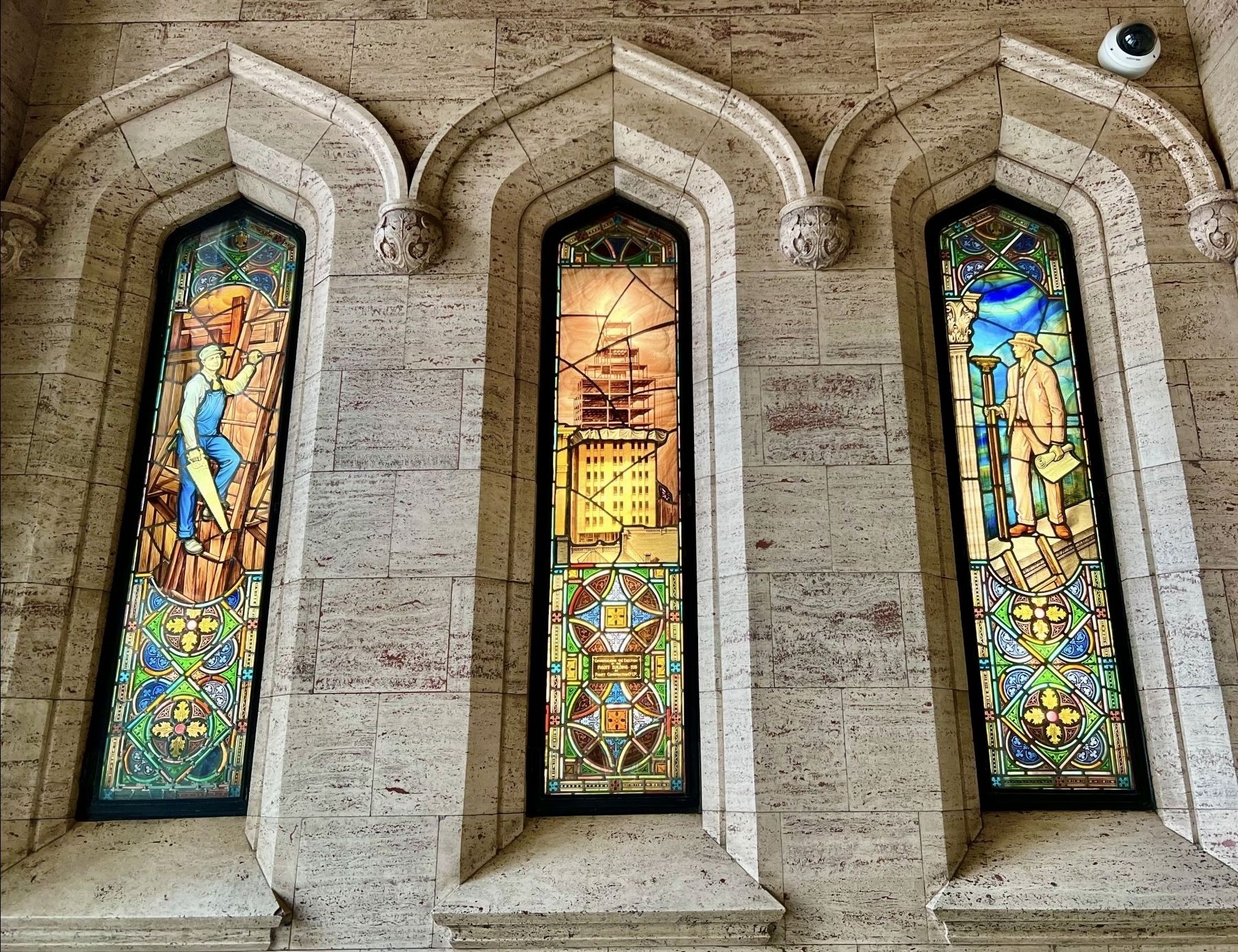 Stained glass in the Pigott Building foyer image. Click for full size.