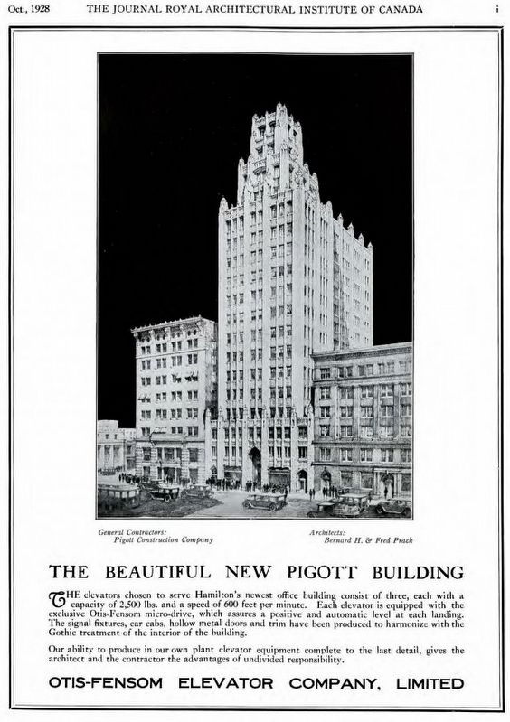 Otis Elevator Company promotion of the Pigott Building, 1928 image. Click for full size.
