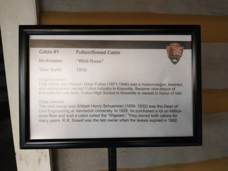 Cabin #1: Fulton / Sneed Cabin Marker. Click for full size. Cabin #1: Fulton / Sneed Cabin Marker image. Click for full size.