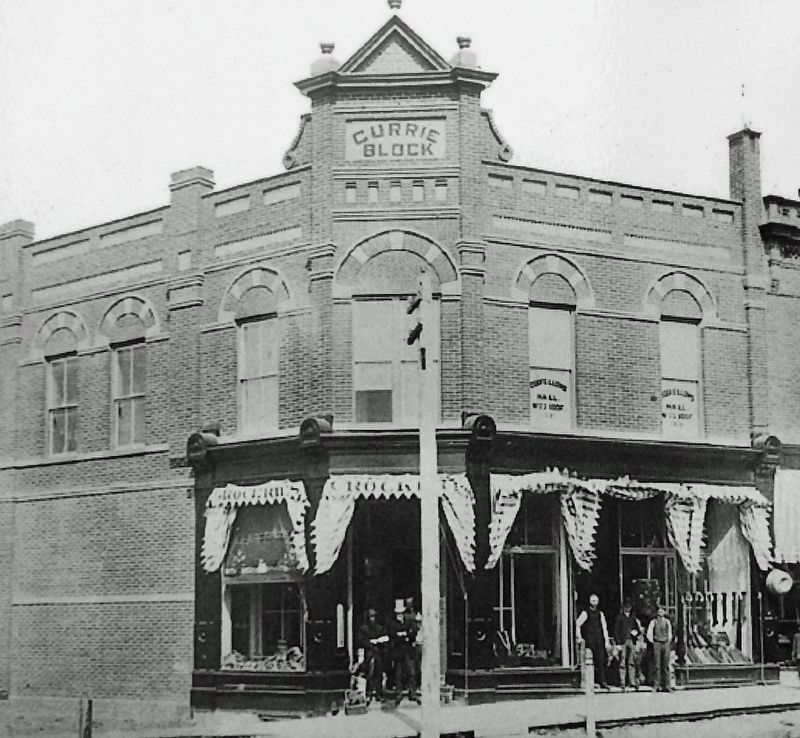 Marker detail: Currie Block, circa 1886 image. Click for full size.