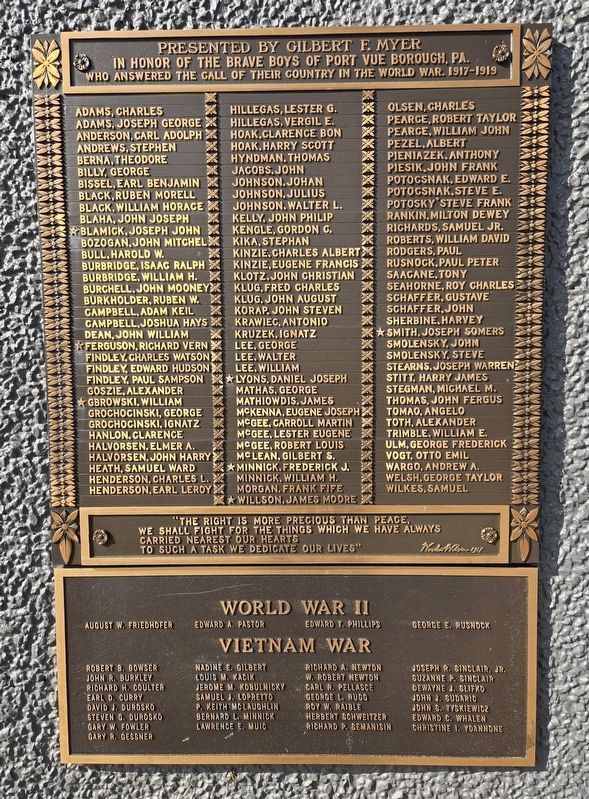 Port Vue Borough Honor Roll Marker. Click for full size. Port Vue Borough Honor Roll Marker image. Click for full size.