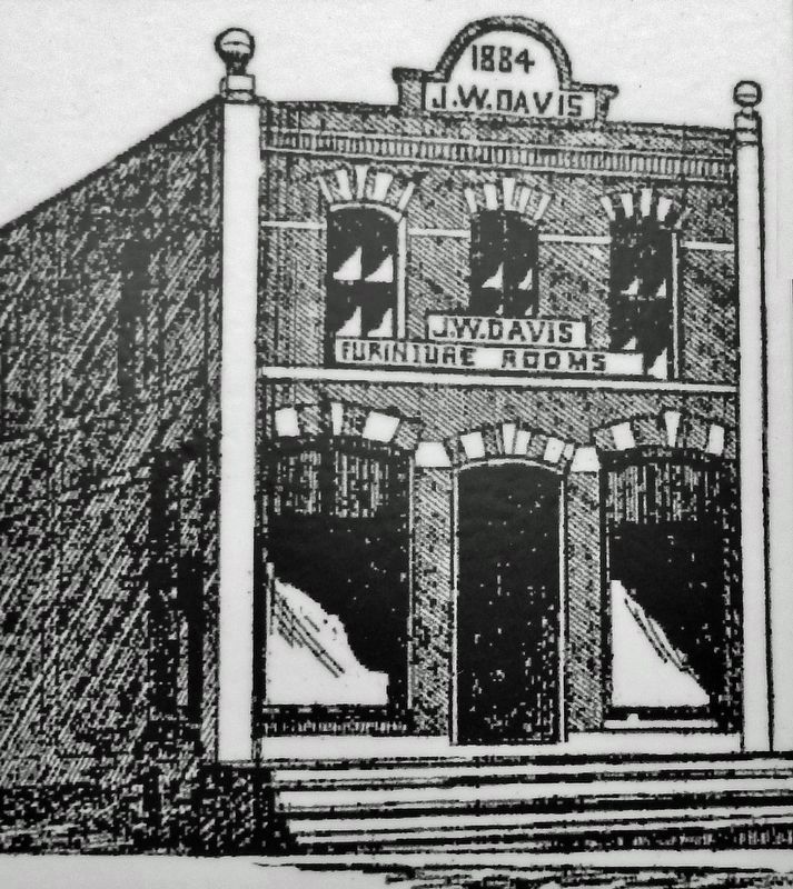 Marker detail: The J.W. Davis Block circa 1910. Click for full size. Marker detail: The J.W. Davis Block circa 1910 image. Click for full size.