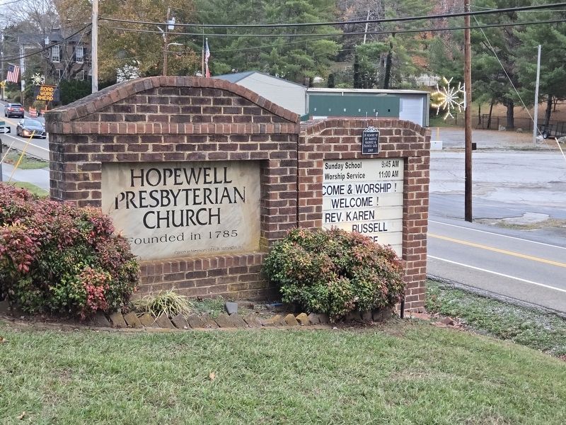 Hopewell Presbyterian Church sign on the East Meeting Street side of the property. Click for full size. Hopewell Presbyterian Church sign on the East Meeting Street side of the property image. Click for full size.