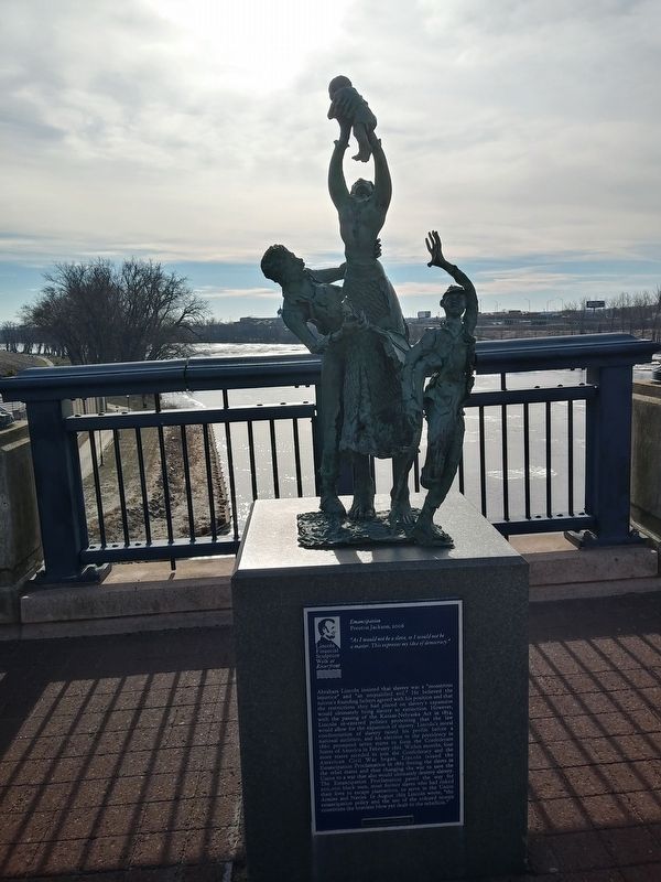 Emancipation Marker and sculpture overlooking the east bank of the Connecticut River image. Click for full size.